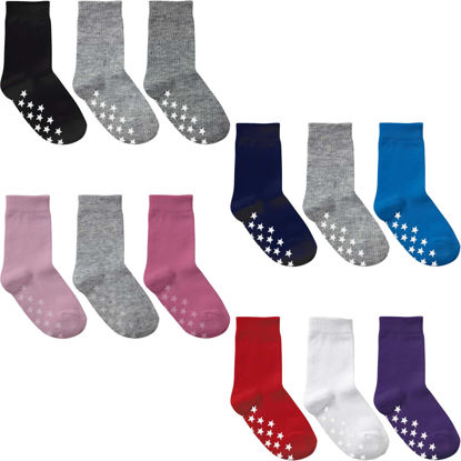 IMIVIO Toddler Socks Non Slip Baby Socks with Grips for Boys Girls Kids 6-12 Months 12-36 Months 3T-5T 