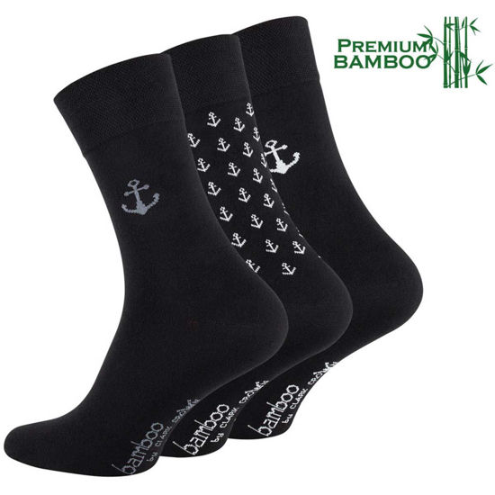 Picture of 3-Pack Bamboo socks business premium with anchor motif